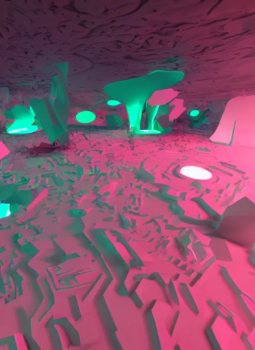 Prompt: : abstract glossty shapes immersive experience meowwolf dalle2 macro lens 3d render unity unrealengine octane