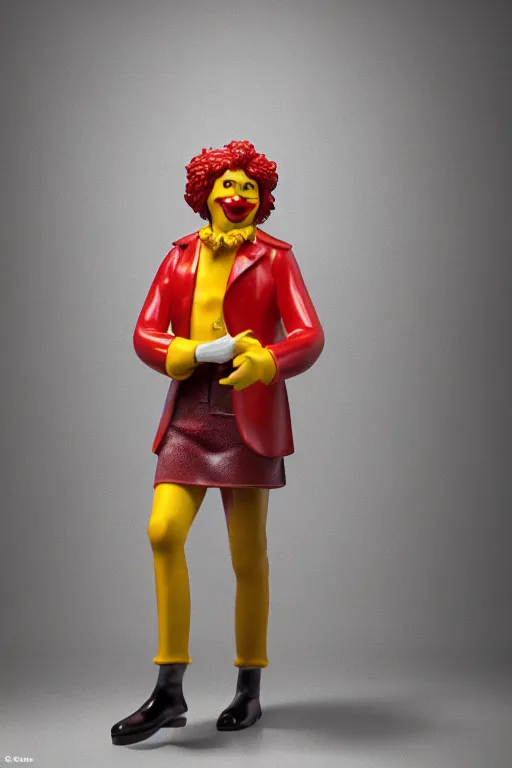 Image similar to A porcelain model of Ronald McDonald, sculpture, photograph, studio lighting, product photography, advertising photography, pottery, figurine, octane render