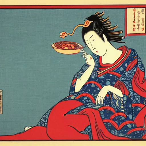 Image similar to octopus woman ukiyo - e style,