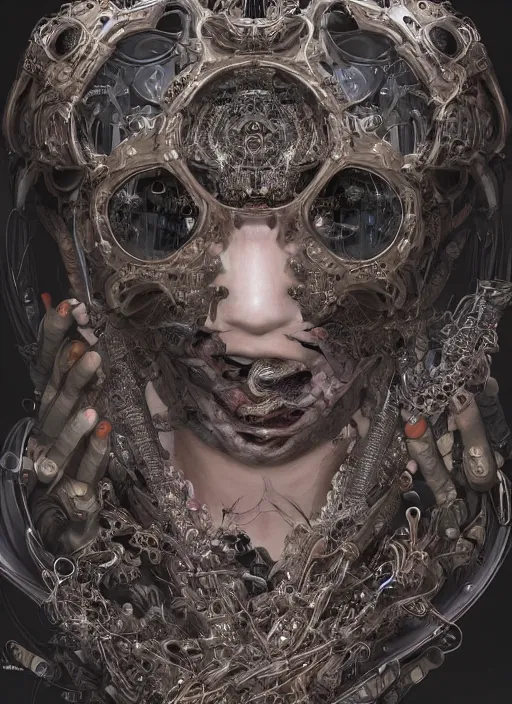 Image similar to portrait of a seductive cybernetic biopunk yakuza, imari, modern fine art, fractal, in the style of ghosts in the machine, intricate ornaments, elegant, highly detailed, digital photography, subsurface scattering, by mc escher and greg rutkowski,