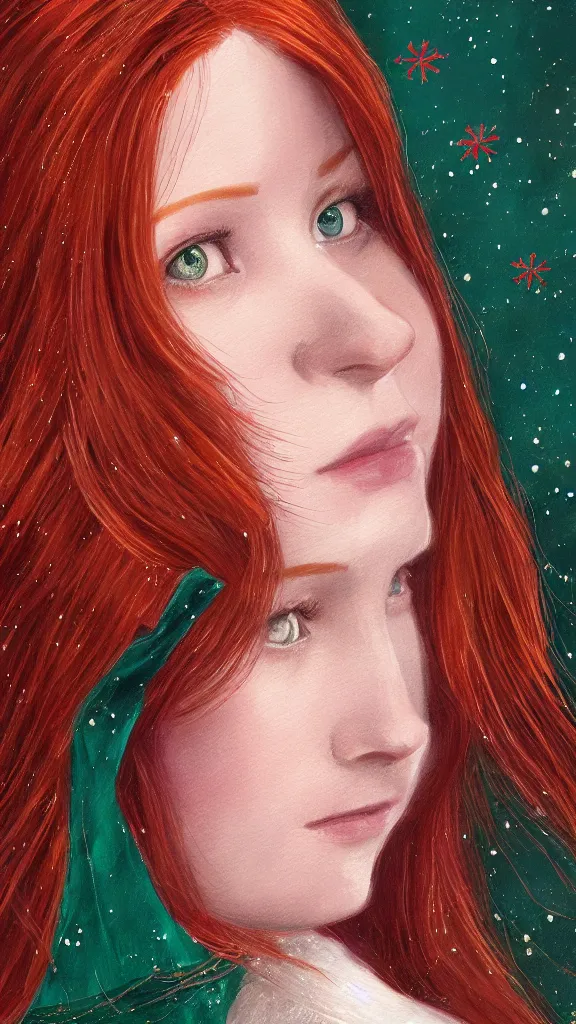 Image similar to a close - up portrait of ginny weasley, attending the yule ball. beautiful painting by jim kay. color harmony, 8 k detail, gallery quality, hd wallpaper, premium prints available, hyper - detailed, intricate design.