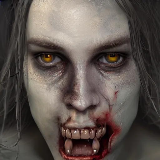 Image similar to hyperrealistic mixed media image of vampire in pain transforming into dust, stunning 3 d render inspired art by greg rutkowski and xiang duan and thomas eakes, perfect facial symmetry, flesh texture, realistic, highly detailed attributes and atmosphere, dim volumetric cinematic lighting, 8 k octane detailed render, post - processing, masterpiece,