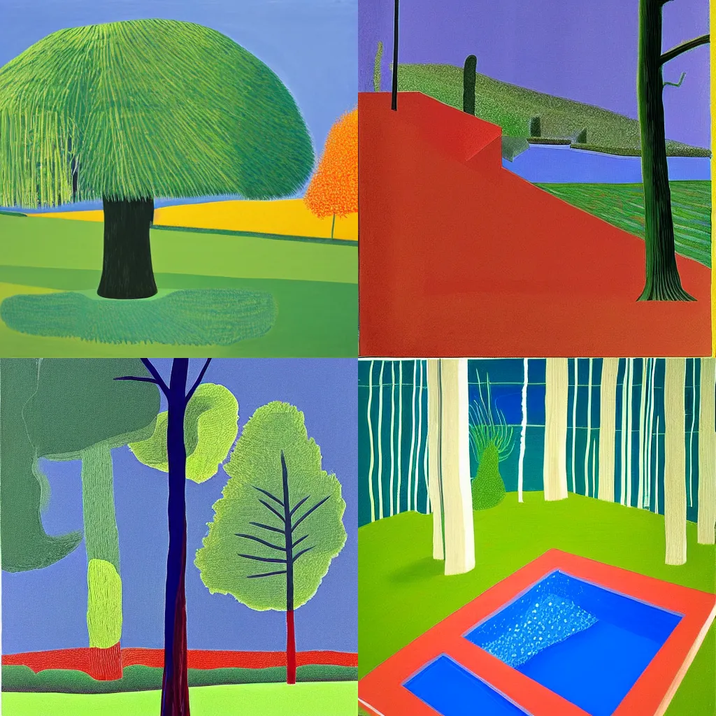 Prompt: tranqulity David Hockney