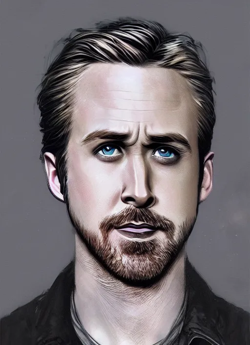 Image similar to portrait of ryan gosling, marvel comics, dark, intricate, highly detailed, smooth, artstation, digital illustration by ruan jia and mandy jurgens and artgerm and wayne barlowe and greg rutkowski and frank frazetta