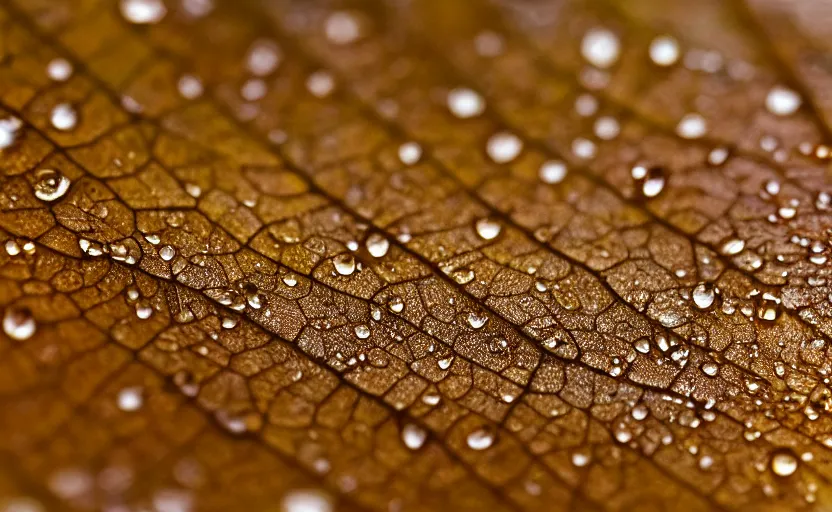 Image similar to zoom in of a tree leaf, highly detailed, water drops