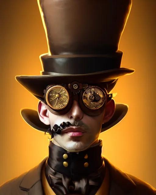 Image similar to steampunk male pepe portrait, handsome, steampunk hat, detective coat, steampunk monocle, complex 3 d render by ilya kuvshinov, peter mohrbacher, greg rutkowski, ryohei hase, dramatic lighting, intricate, highly detailed, sharp focus, luminous, unreal engine, blender, artstation, masterpiece, ray tracing