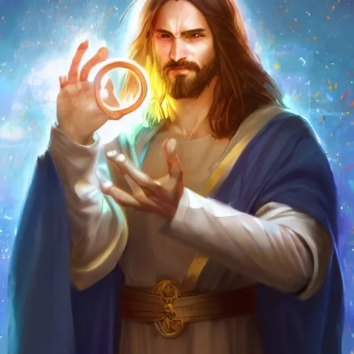 Image similar to Sonic Jesus christ holding the shiny Sacred Ring, by Stanley Artgerm Lau, WLOP, Rossdraws, James Jean, Andrei Riabovitchev, Marc Simonetti, Yoshitaka Amano, ArtStation, CGSociety,