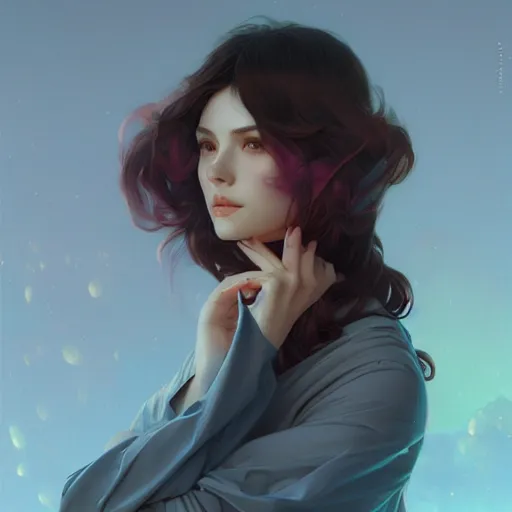 Image similar to surreal beautiful young woman, detailed gorgeous face, sad eyes, vaporwave aesthetic, synthwave , digital painting, artstation, concept art, smooth, sharp focus, illustration, art by artgerm and greg rutkowski and alphonse mucha