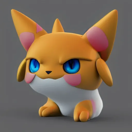 Image similar to 3D render of a cute electric type cat based pokemon, digital art