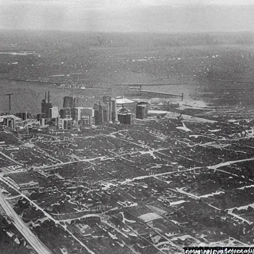 Prompt: aerial view of Kansas City Missouri from the early 1900's 8k