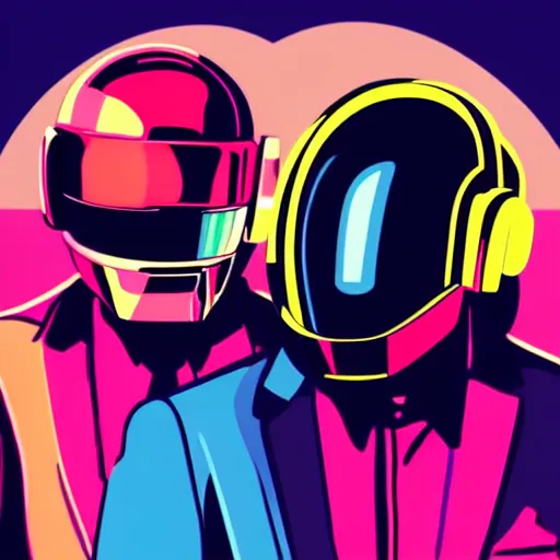 Image similar to daft punk concert in 1 bit art style