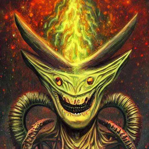 Prompt: alien long big brain grotesque cosmic horror scifi cover menacing scary uncanny eerie style oil painting heavy brushstrokes dramatix horror dark fucked up