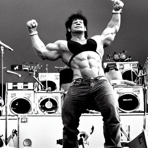 Image similar to hulk performing at woodstock