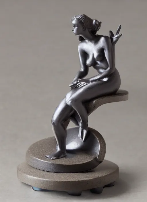 Image similar to Image on the store website, eBay, 100mm resin figure of a beautiful woman sitting on the chair, on the disk base on tile surface