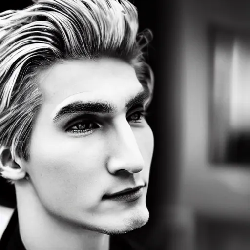 Image similar to really handsome gigachad xqc, portrait photograph : : realistic : : 1 dslr : : 1 - - quality 2