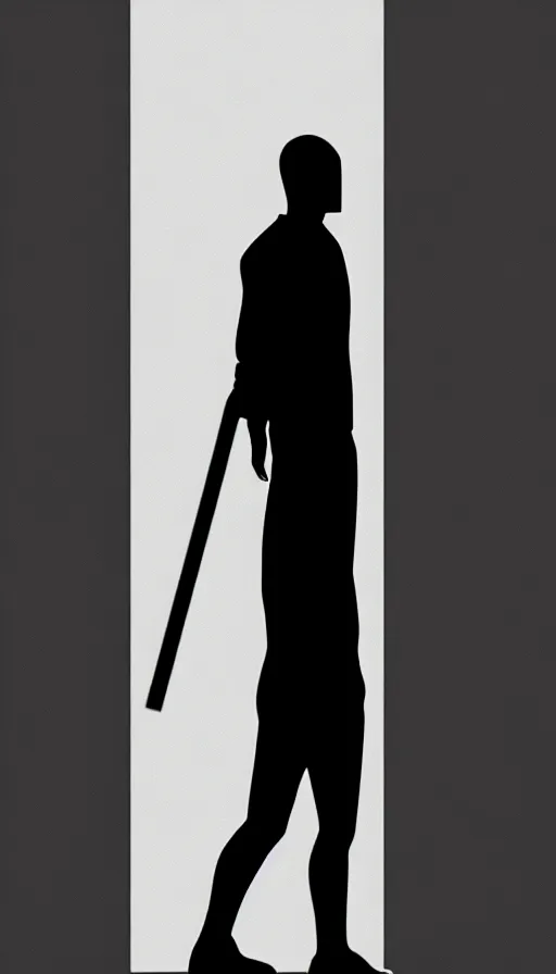 Prompt: concept art by jama jurabaev, cinematic shot, trending on artstation, high quality, brush stroke, sharp corners, black and white, reflective rectangular, a man's silhouette standing outside of a door