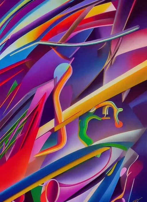 Image similar to A surreal neon painting of Zaha hadid 3d kandinsky fractal Vladimir kush and dali and kandinsky, 3d, realistic shading, complimentary colors, vivid neon colors, aesthetically pleasing composition, masterpiece, 4k, 8k, ultra realistic, super realistic,