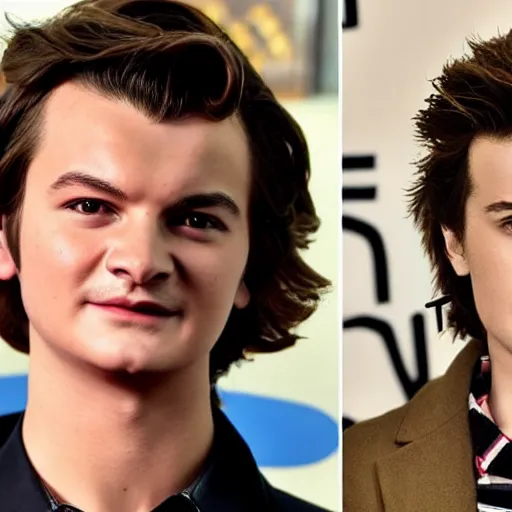 Image similar to joe keery, stranger things actor, anime, jojo's bizarre adventures, epic, steve harrington