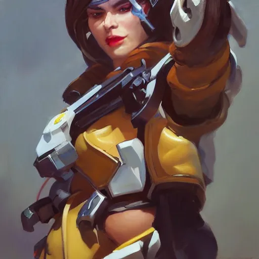 Image similar to greg manchess portrait painting of alice zuberg as overwatch character, medium shot, asymmetrical, profile picture, organic painting, sunny day, matte painting, bold shapes, hard edges, street art, trending on artstation, by huang guangjian and gil elvgren and sachin teng