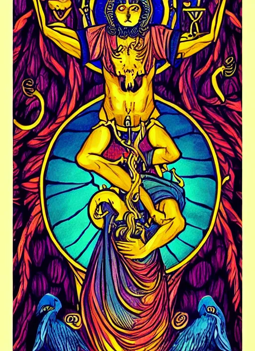 Prompt: beautiful tarot illustration of death, mystical colors, trending on artstation