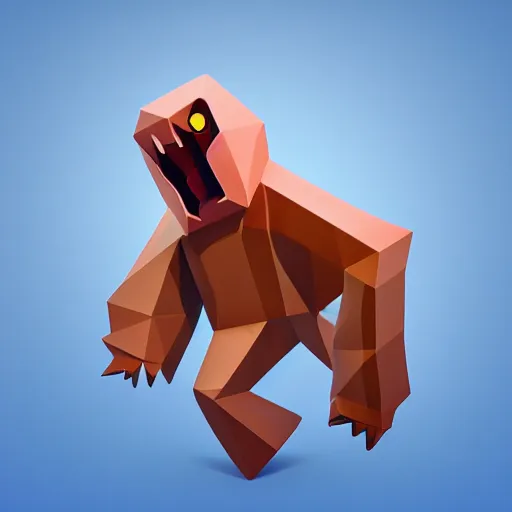Prompt: Low polygon render of a mimic on a white background, isometric 3d, ultra HD