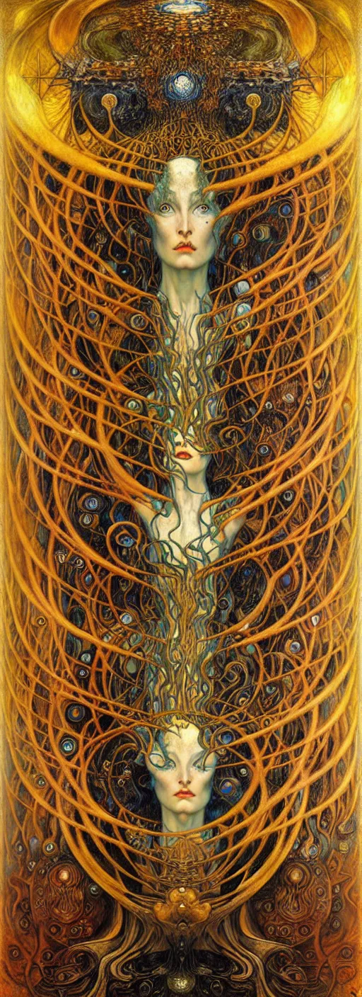 Image similar to Divine Chaos Engine by Karol Bak, Jean Delville, William Blake, Gustav Klimt, and Vincent Van Gogh, symbolist, visionary