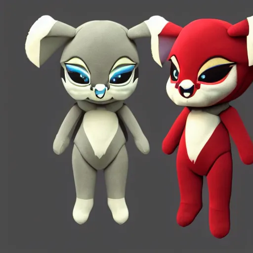 Image similar to cute fumo plush of a creature from an old tokusatsu film, chibi monster, vray