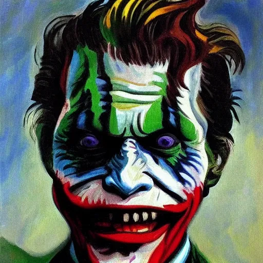 Prompt: Painting of Willem Dafoe as the Joker, by Vincent van Gogh
