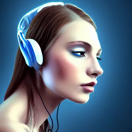 Image similar to a beautiful woman listening to music by stefan threurer, digital art, trending on artstation