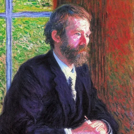 Image similar to portrait of vaclav havel by claude monet