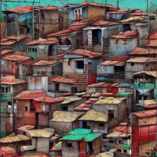 Prompt: favela argentinian by antonio berni