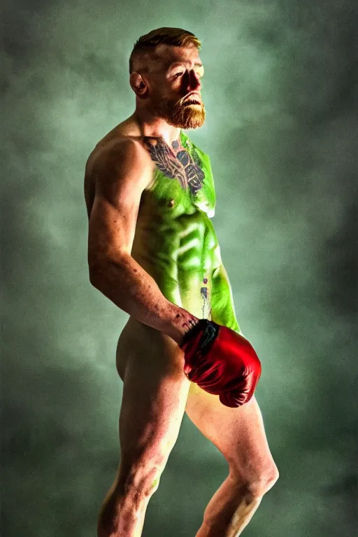 Prompt: connor mcgregor dressed like the hulk, 8 k, hdr, great light, gustave courbet, annie leibowitz