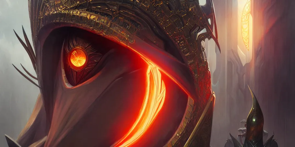 Image similar to the eye of sauron cinematic, highly detailed, digital painting, artstation, concept art, art by artgerm and greg rutkowski and alphonse mucha