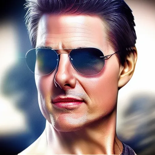 Prompt: “Tom Cruise, beautiful, Prism Lens FX Dream filter, highly detailed portrait, photorealistic, Softens Highlights, Reduces Blemishes and imperfections in skin tones”