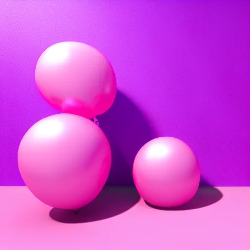 Image similar to 3D render of a pink balloon dog in a violet room