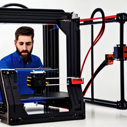 Image similar to josef prusa showing new prusa xxl 3 d printer high end photoshoot