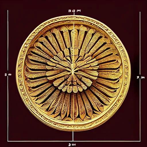 Image similar to gorgeous ornated wooden realistic detailed sacred falcon wall decoration with golden filigree led