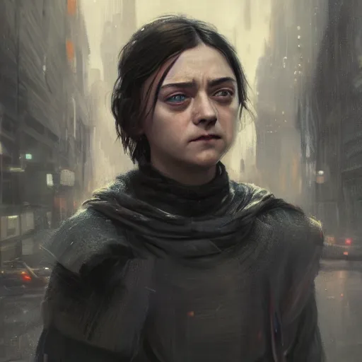 Prompt: arya stark, hyperrealistic portrait, bladerunner street, art of elysium by jeremy mann and alphonse mucha, fantasy art, photo realistic, dynamic lighting, artstation, poster, volumetric lighting, very detailed face, 4 k, award winning