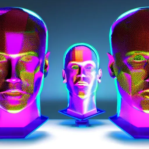 Image similar to a 3d human head made up of shiny holograms