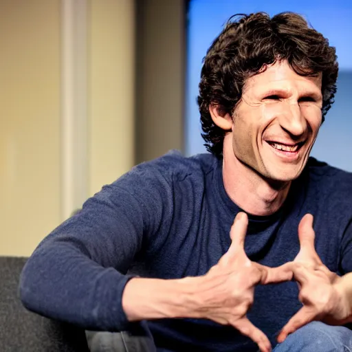 Prompt: A photo of Todd Howard manically laughing, 4K UHD, high quality, amazing quality, studio quality, studio lighting,