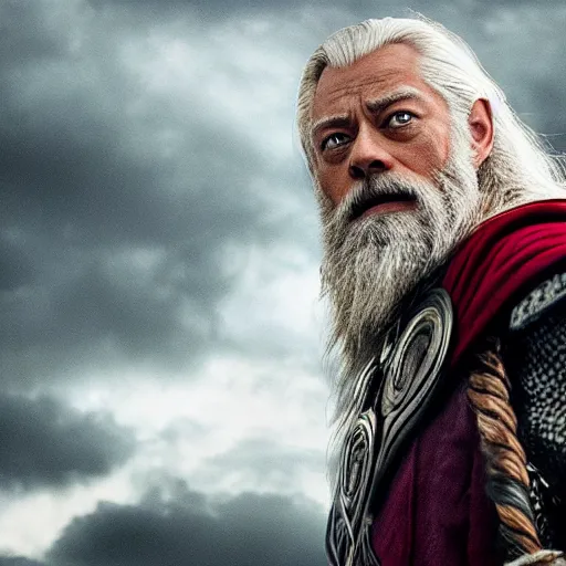 Prompt: emma stone playing odin all father from thor movie, highly detailed, cinematic shot, cinematic lighting, 8 k