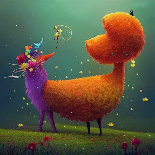 Image similar to low poly, pixar, surreal hybrid animals, nostalgia for a fairytale, magic realism, flowerpunk, mysterious vivid colors by andy kehoe and amanda clarke en un mundo de Gediminas Pranckevicius