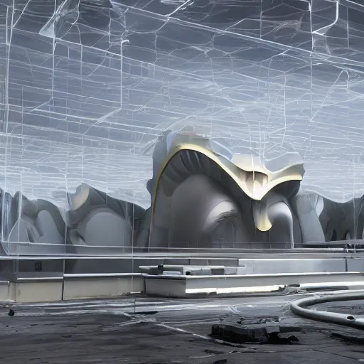 Image similar to sci-fi wall structure on the coronation of napoleon painting and digital billboard with photogrammetry cloud in the middle, unreal engine 5, keyshot, octane, artstation trending, ultra high detail, ultra realistic, cinematic, 8k, 16k, in style of zaha hadid, in style of nanospace Michael Menzelincev, in plastic, dark, tilt shift,