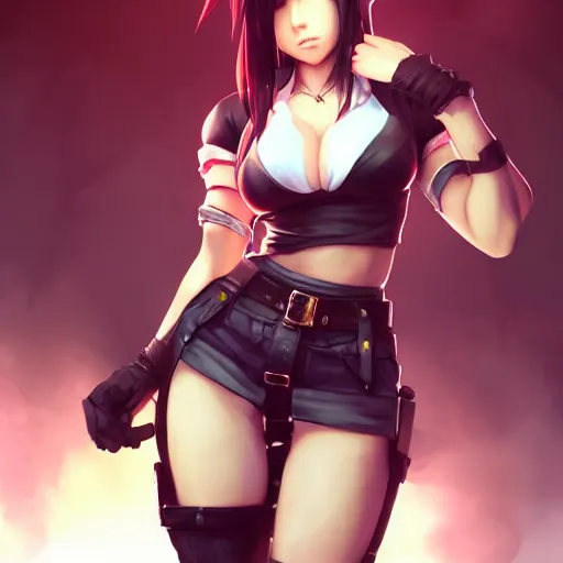 Image similar to alternate outfit of tifa lockhart by WLOP, rossdraws, Logan Cure, Mingchen Shen, BangkuART, sakimichan, yan gisuka, JeonSeok Lee, zeronis, Chengwei Pan on artstation