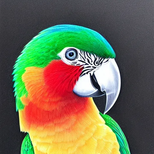 Image similar to a beautiful color pencil drawing of a parrot by chuppy lim, coloring book, colorful, smooth lines, artstation, 8K, very detailed