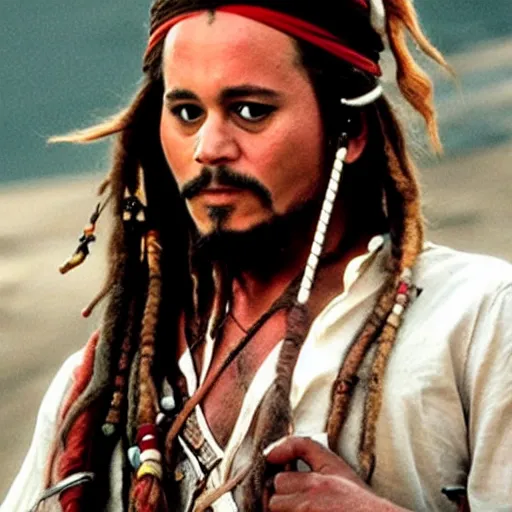 Prompt: bill murray plays jack sparrow, film still, establishing shot, promotional shot