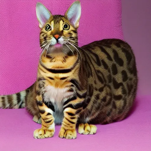 Prompt: Bengal cat with bunny rabbit