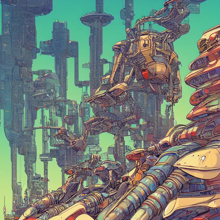 Image similar to cyberpunk mollusc mechs, flowing, bauhaus, aerodynamic, fast, flat art, digital art, hd, by moebius