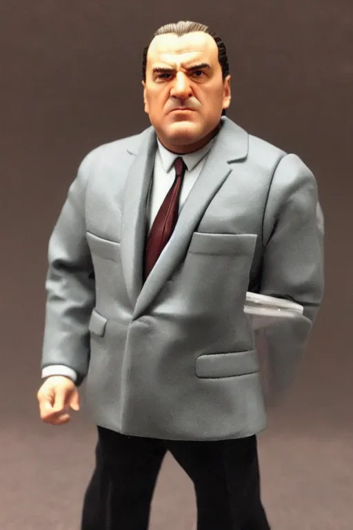 Image similar to tony soprano action figure in original packaging.