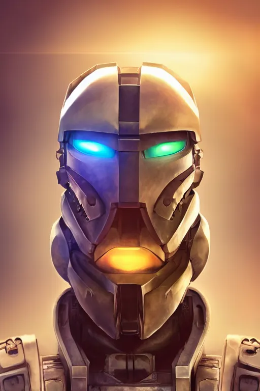 Image similar to robot ninja mask helmet halo master chief radiating a glowing aura global illumination ray tracing hdr fanart arstation by ian pesty and katarzyna da „ bek - chmiel